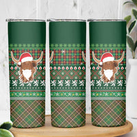 Scottish Christmas Skinny Tumbler Highland Cattle-Xmas Tartan Stripes Style Green Color - Wonder Print Shop