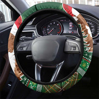 Scottish Christmas Steering Wheel Cover Highland Cattle-Xmas Tartan Stripes Style Green Color - Wonder Print Shop