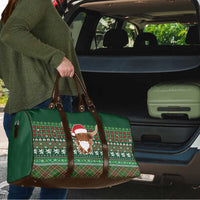 Scottish Christmas Travel Bag Highland Cattle-Xmas Tartan Stripes Style Green Color - Wonder Print Shop