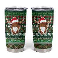 Scottish Christmas Tumbler Cup Highland Cattle-Xmas Tartan Stripes Style Green Color - Wonder Print Shop