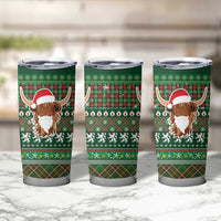 Scottish Christmas Tumbler Cup Highland Cattle-Xmas Tartan Stripes Style Green Color - Wonder Print Shop