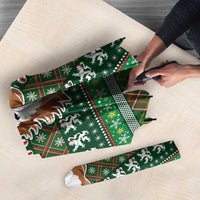 Scottish Christmas Umbrella Highland Cattle-Xmas Tartan Stripes Style Green Color - Wonder Print Shop
