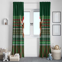 Scottish Christmas Window Curtain Highland Cattle-Xmas Tartan Stripes Style Green Color - Wonder Print Shop