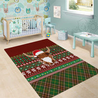 Scottish Christmas Area Rug Highland Cattle-Xmas Tartan Stripes Style Red Color - Wonder Print Shop