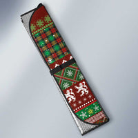 Scottish Christmas Auto Sun Shade Highland Cattle-Xmas Tartan Stripes Style Red Color - Wonder Print Shop