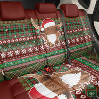 Scottish Christmas Back Car Seat Cover Highland Cattle-Xmas Tartan Stripes Style Red Color - Wonder Print Shop
