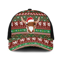 Scottish Christmas Baseball Net Cap Highland Cattle-Xmas Tartan Stripes Style Red Color - Wonder Print Shop