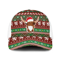 Scottish Christmas Baseball Net Cap Highland Cattle-Xmas Tartan Stripes Style Red Color - Wonder Print Shop