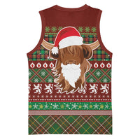 Scottish Christmas Basketball Jersey Highland Cattle-Xmas Tartan Stripes Style Red Color - Wonder Print Shop