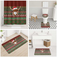 Scottish Christmas Bathroom Set Highland Cattle-Xmas Tartan Stripes Style Red Color - Wonder Print Shop