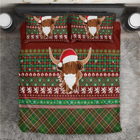 Scottish Christmas Bedding Set Highland Cattle-Xmas Tartan Stripes Style Red Color - Wonder Print Shop