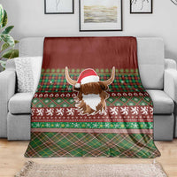 Scottish Christmas Blanket Highland Cattle-Xmas Tartan Stripes Style Red Color - Wonder Print Shop