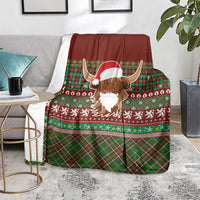 Scottish Christmas Blanket Highland Cattle-Xmas Tartan Stripes Style Red Color - Wonder Print Shop