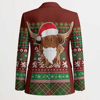 Scottish Christmas Blazer Highland Cattle-Xmas Tartan Stripes Style Red Color - Wonder Print Shop