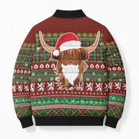 Scottish Christmas Bomber Puffer Jacket Highland Cattle-Xmas Tartan Stripes Style Red Color - Wonder Print Shop