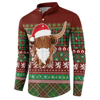 Scottish Christmas Button Sweatshirt Highland Cattle-Xmas Tartan Stripes Style Red Color - Wonder Print Shop