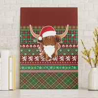 Scottish Christmas Canvas Wall Art Highland Cattle-Xmas Tartan Stripes Style Red Color - Wonder Print Shop