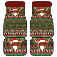 Scottish Christmas Car Mats Highland Cattle-Xmas Tartan Stripes Style Red Color - Wonder Print Shop