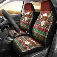 Scottish Christmas Car Seat Cover Highland Cattle-Xmas Tartan Stripes Style Red Color - Wonder Print Shop