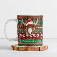 Scottish Christmas Ceramic Mug Highland Cattle-Xmas Tartan Stripes Style Red Color - Wonder Print Shop