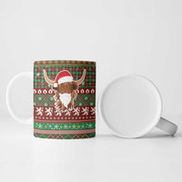 Scottish Christmas Ceramic Mug Highland Cattle-Xmas Tartan Stripes Style Red Color - Wonder Print Shop