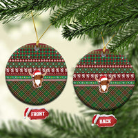 Scottish Christmas Ceramic Ornament Highland Cattle-Xmas Tartan Stripes Style Red Color - Wonder Print Shop
