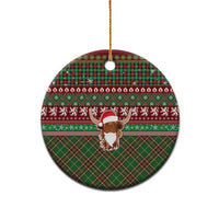 Scottish Christmas Ceramic Ornament Highland Cattle-Xmas Tartan Stripes Style Red Color - Wonder Print Shop