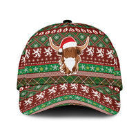Scottish Christmas Classic Cap Highland Cattle-Xmas Tartan Stripes Style Red Color - Wonder Print Shop