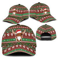 Scottish Christmas Classic Cap Highland Cattle-Xmas Tartan Stripes Style Red Color - Wonder Print Shop