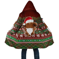 Scottish Christmas Cloak Highland Cattle-Xmas Tartan Stripes Style Red Color - Wonder Print Shop