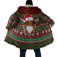 Scottish Christmas Cloak Highland Cattle-Xmas Tartan Stripes Style Red Color - Wonder Print Shop