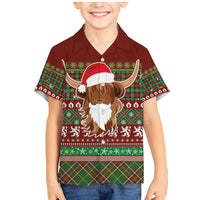 Scottish Christmas Family Matching Mermaid Dress and Hawaiian Shirt Highland Cattle-Xmas Tartan Stripes Style Red Color - Wonder Print Shop