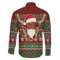 Scottish Christmas Family Matching Off The Shoulder Long Sleeve Dress and Hawaiian Shirt Highland Cattle-Xmas Tartan Stripes Style Red Color - Wonder Print Shop