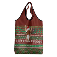 Scottish Christmas Grocery Bag Highland Cattle-Xmas Tartan Stripes Style Red Color - Wonder Print Shop