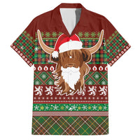 Scottish Christmas Hawaiian Shirt Highland Cattle-Xmas Tartan Stripes Style Red Color - Wonder Print Shop