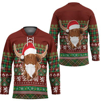 Scottish Christmas Hockey Jersey Highland Cattle-Xmas Tartan Stripes Style Red Color - Wonder Print Shop
