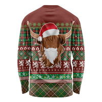 Scottish Christmas Long Sleeve Shirt Highland Cattle-Xmas Tartan Stripes Style Red Color - Wonder Print Shop