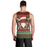 Scottish Christmas Men Tank Top Highland Cattle-Xmas Tartan Stripes Style Red Color - Wonder Print Shop