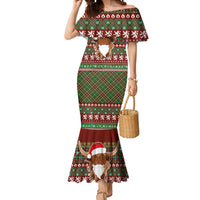 Scottish Christmas Mermaid Dress Highland Cattle-Xmas Tartan Stripes Style Red Color - Wonder Print Shop