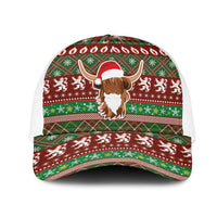 Scottish Christmas Mesh Trucker Cap Highland Cattle-Xmas Tartan Stripes Style Red Color - Wonder Print Shop