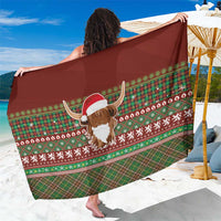 Scottish Christmas Sarong Highland Cattle-Xmas Tartan Stripes Style Red Color - Wonder Print Shop