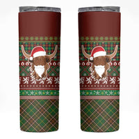 Scottish Christmas Skinny Tumbler Highland Cattle-Xmas Tartan Stripes Style Red Color - Wonder Print Shop