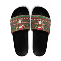 Scottish Christmas Slide Sandals Highland Cattle-Xmas Tartan Stripes Style Red Color - Wonder Print Shop