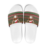 Scottish Christmas Slide Sandals Highland Cattle-Xmas Tartan Stripes Style Red Color - Wonder Print Shop