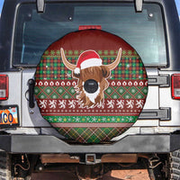 Scottish Christmas Spare Tire Cover Highland Cattle-Xmas Tartan Stripes Style Red Color - Wonder Print Shop