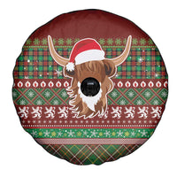 Scottish Christmas Spare Tire Cover Highland Cattle-Xmas Tartan Stripes Style Red Color - Wonder Print Shop