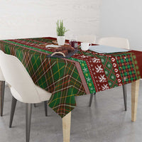Scottish Christmas Tablecloth Highland Cattle-Xmas Tartan Stripes Style Red Color - Wonder Print Shop