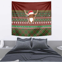 Scottish Christmas Tapestry Highland Cattle-Xmas Tartan Stripes Style Red Color - Wonder Print Shop