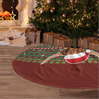 Scottish Christmas Tree Skirt Highland Cattle-Xmas Tartan Stripes Style Red Color - Wonder Print Shop
