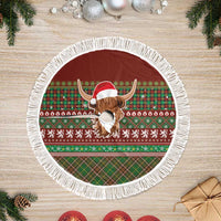 Scottish Christmas Tree Skirt Highland Cattle-Xmas Tartan Stripes Style Red Color - Wonder Print Shop